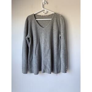 Soft Surroundings Wool Alpaca Blend Size Large Long Sleeve Pullover Sweater Gray